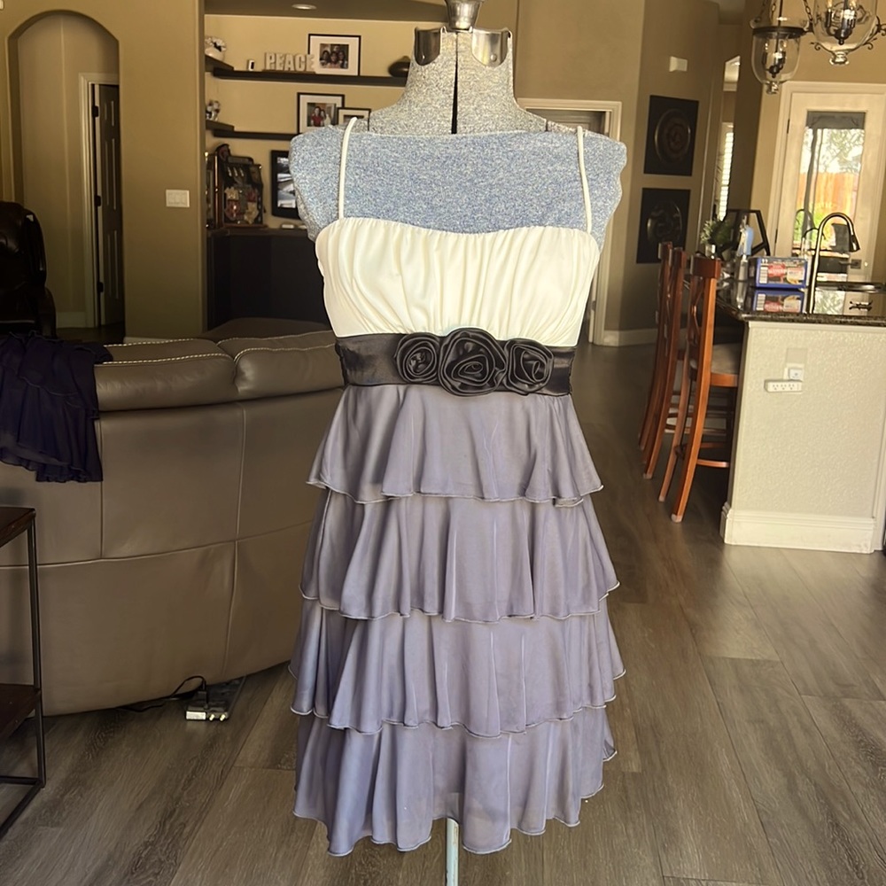 Sweet Storm short grey/black/white spaghetti-strap dress